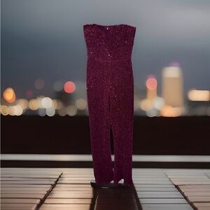 Wild Fable Burgundy Sequin Jumpsuit Small New With or Without Straps!